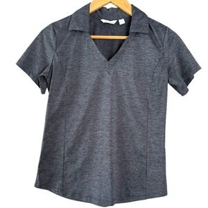 Lady Hagen Womens V Neck Preppy Short Sleeve Polo Top Sz XSmall Blue Tennis Golf